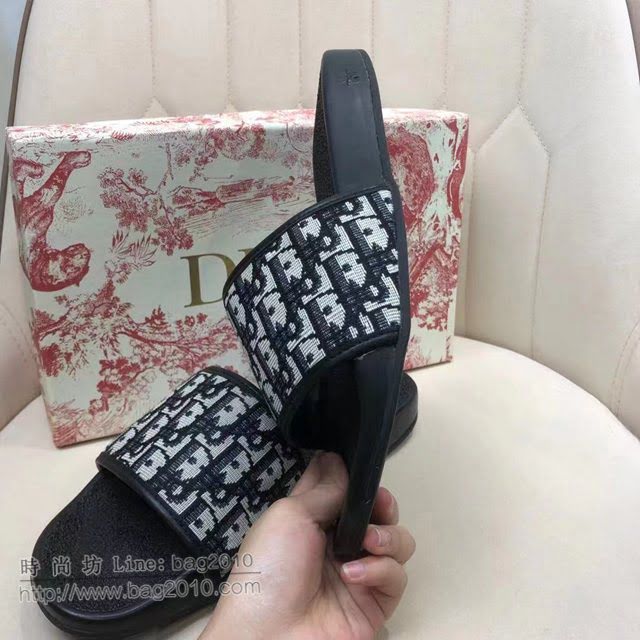DIOR女鞋 迪奧2021專櫃新款磨砂厚底涼拖 Dior刺繡平拖  naq1514